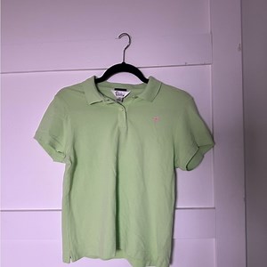 Lilly Pulitzer Light Green Polo with Pink Palm Tree Logo