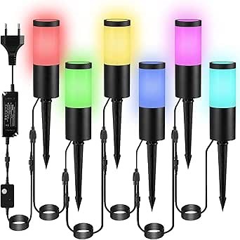 ECOWHO RGB Pathway Lights Outdoor Landscape Lighting Color Changing Path Lights IP65 Waterproof Yard Light Low Voltage Bollard Lights for Garden,Patio,Driveway,Lawn(6 Packs)
