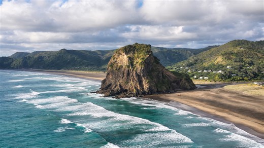 The iconic Lion Rock of Piha Beach