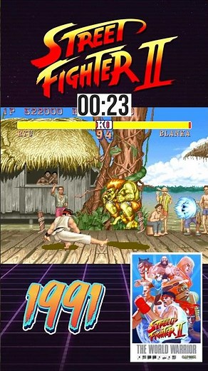 Street Fighter II Ryu vs Blanka #streetfighter #sf2 #retrogaming #gaming #90s #ryu #blanka #arcade
