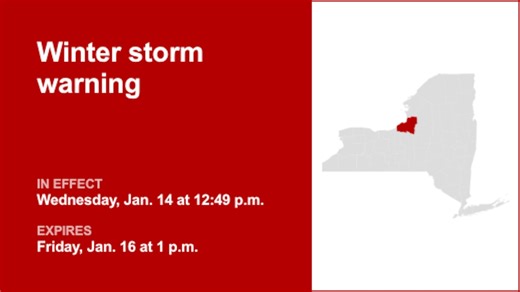 NY weather update: Oswego County under a winter storm warning until Friday afternoon