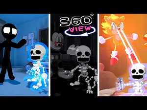 FNF Game Over Screen Animation 360° Stickman vs Mickey vs FleetWay Sonic