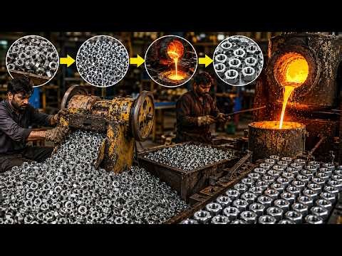 Turning Old Iron Scrap Into Millions of Hex Nuts | Amazing Factory Manufacturing Process