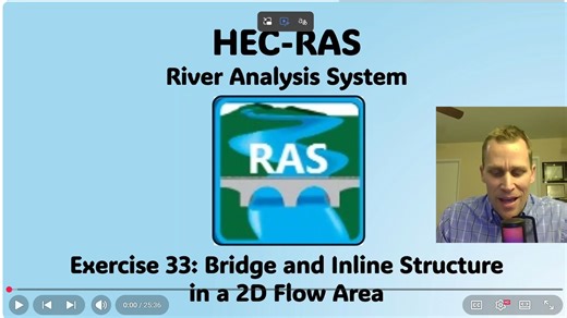 HEC RAS Exercise 33 - Bridge and Inline Structure in a 2D Flow Area