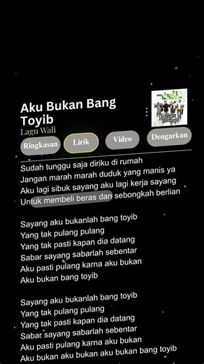 Lirik Lagu | Aku Bukan Bang Toyib - Wali #liriklagu