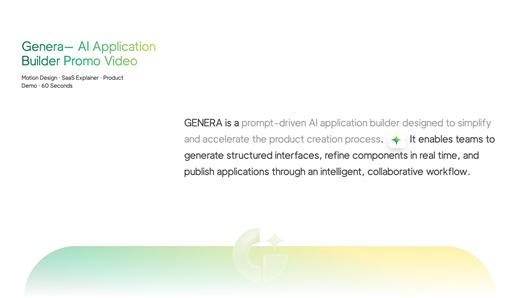 Genera — SaaS Explainer Video | AI Application Builder - Kiran Venkatesan