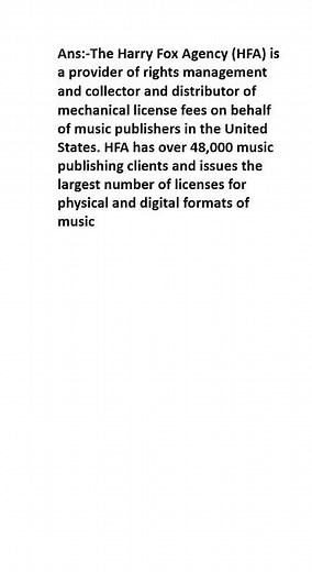 What is Harry Fox Agency?