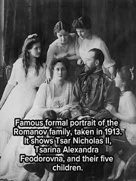 Romanov family, taken in 1913. Tsar Nicholas II, Tsarina Alexandra Feodorovna, & their 5 children.