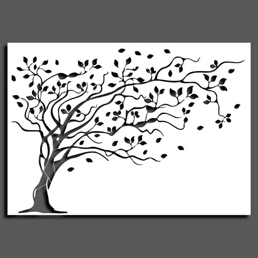 Large Tree and Leaf Stencil – Two-layer Wall Decor (80x115 Cm) - Etsy