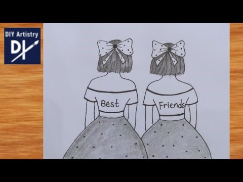 Best Friends Drawing | Easy Pencil Sketch for Beginners | Friendship Art Idea ✨