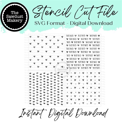 Digital Stencil Set | Valentine Love Stencils | Stencil SVG | Hearts | XOXO | SMOOCH | Lips | Polka Dot Hearts | Stencil File - Etsy