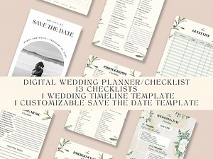 13 listes de contrôle de mariage, planificateur de mariage numérique, modèle modifiable, organisateur de mariage, listes de contrôle de plan de mariage, liste de contrôle d'événement, liste de mariage - Etsy France