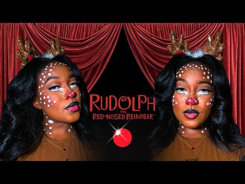 RUDOLPH THE RED NOSED REINDEER MAKEUP TUTORIAL W/ RHINESTONE NOSE | STEP BY STEP