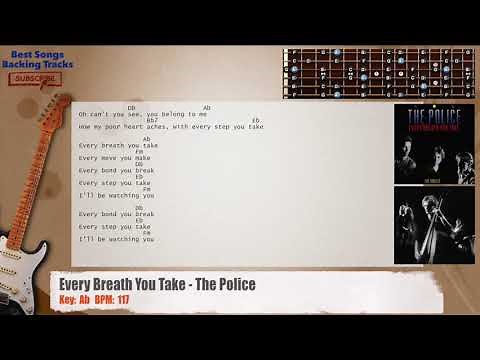 🎸 Every Breath You Take - The Police Guitar Backing Track with chords and lyrics