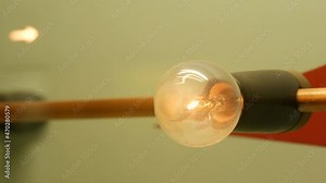 Experiment with electricity and electric incandescent lamp or light bulb and magnetic fields