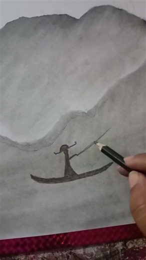 Calm Mountain Fishing Art | Simple Pencil Sketch | The Painted Soul #brushstroke #pencilsketch