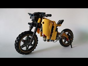Lego MOC dirt bike with 2 speed gearbox and free building instruction
