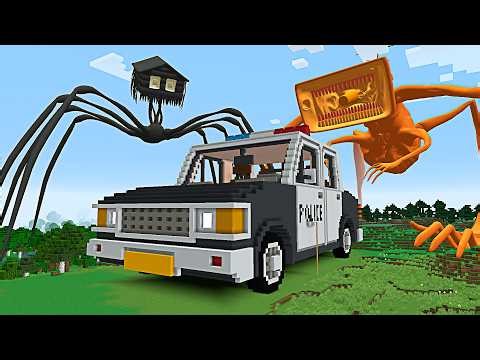 MEGAHORN, HOUSE HEAD ATTACK POLICE CAR HOUSE in Minecraft - Gameplay - Coffin Meme