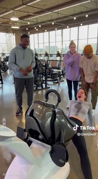 The gym's mechanical horse suddenly malfunctioned! The girl's reaction had everyone in stitches 🤣🐎 #Funny #RecommendedForYou #TikTok #fyp