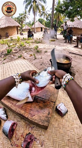 Bijagó Tribe Mukbang Giant Atlantic Tarpon Catch #tribalfood #tribalcooking #shorts