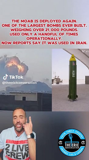 MOAB Deployed — One Of The Largest Non-Nuclear Bombs Used Again There are reports that the United States used the GBU‑43/B MOAB, one of the most powerful non-nuclear weapons ever built. The weapon weighs about 21,600 pounds and carries roughly 18,700 pounds of explosive. It is designed to create a massive air-blast shockwave over a large area. The bomb is typically delivered by an MC‑130 Combat Talon. The MOAB was first used in 2017 in Afghanistan against ISIS tunnel complexes. Now reports claim