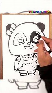 Coloring Cute Panda with Glitter Colors | Fun Coloring for Kids | Million Glitters