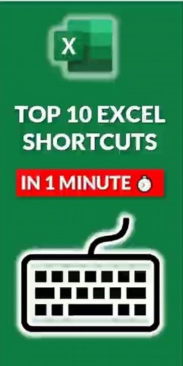Top 10 Microsoft Excel Keyboard Shortcuts in 1 minute ⏱ | BEST Excel shortcut keys to know #shorts