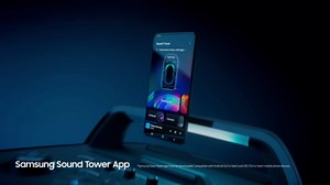 Samsung Sound Tower ST40F Portable Party Speaker w/Built-in Battery, Bluetooth Connectivity, Up to 12 Hours Battery Life, IPX4 Splash Resistant, Microphone & Guitar Inputs, Party Lights+