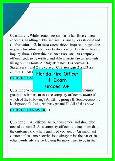 Florida Fire Officer 1 Exam Graded A+ video