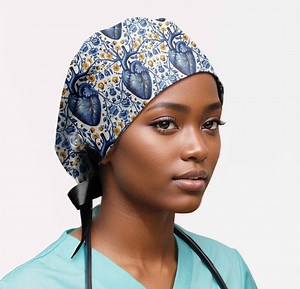 Anatomy Heart Scrub Cap: Medical Fabric Ponytail Surgical Hat - Etsy