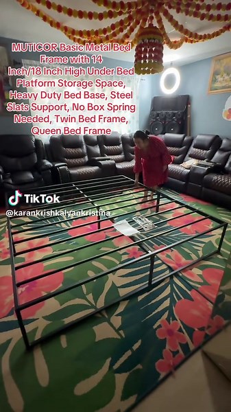 MUTICOR Basic Metal Bed Frame with 14 Inch/18 Inch High Under Bed Platform Storage Space, Heavy Duty Bed Base, Steel Slats Support, No Box Spring Needed, Twin Bed Frame, Queen Bed Frame#tiktokshopblackfriday #tiktokmademebuyit #fyp #