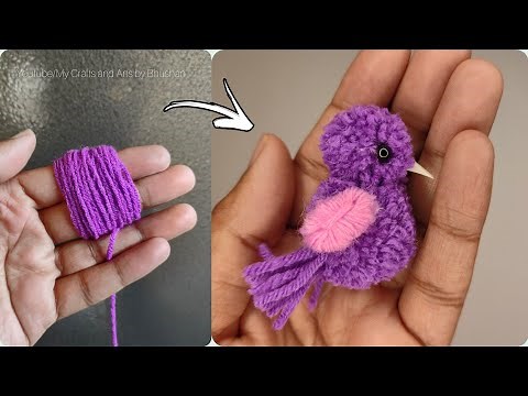 Pom pom Bird 🐦 Super easy Bird making with wool or yarn , How to make a woolen Bird