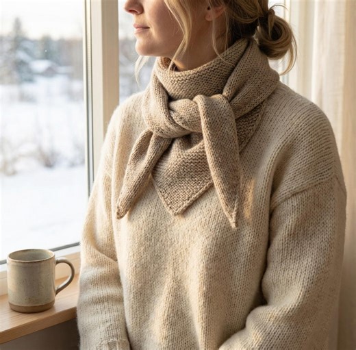 Easy Knit Triangle Scarf Pattern PDF, Beginner Bandana Shawl Tutorial, Small Neck Scarf Knitting - Etsy Canada