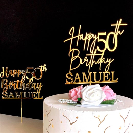 Custom 50th Birthday Cake Topper, Personalized Name and Age, Birthday Party Decor - Etsy