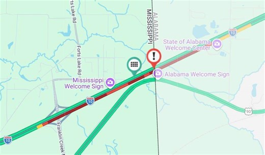 I-10 backed up in both directions in South MS because of crash, bridge project