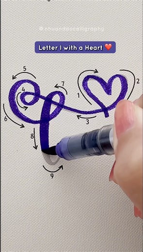 How to Write Letter L with a Heart ❤️ Brush Lettering Tutorial #nhuandaocalligraphy