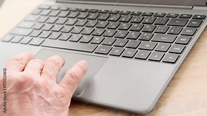 close-up mature male hands typing text on laptop keyboard, senior wellbeing, highlighting increasing digital literacy and empowerment of older adults, Typing Skills, Remote Work
