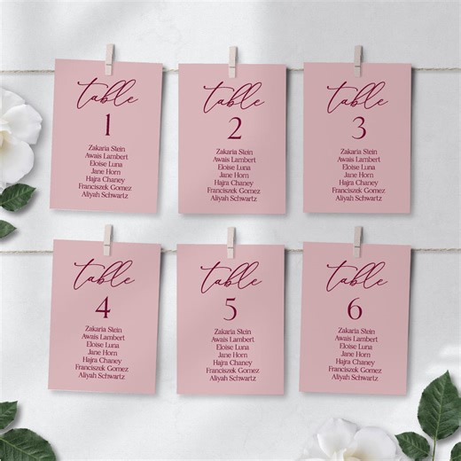 Editable Hanging Seating Chart Cards Template | Printable Wedding Corjl Design [PAI] - Etsy UK