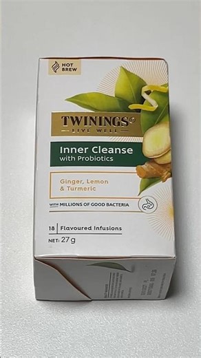 Twinings Inner Cleanse with Probiotics Tea Bags Packshot vs Product