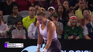 Sensational from Sabalenka ✨ In their semifinal showdown in Fort Worth, Aryna Sabalenka grabs her first win over Swiatek in their five meetings this season and will now face Garcia for the singles title 🏆 | WTA