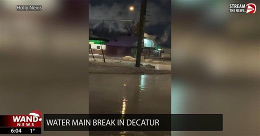 Intersection floods after water main break in Decatur
