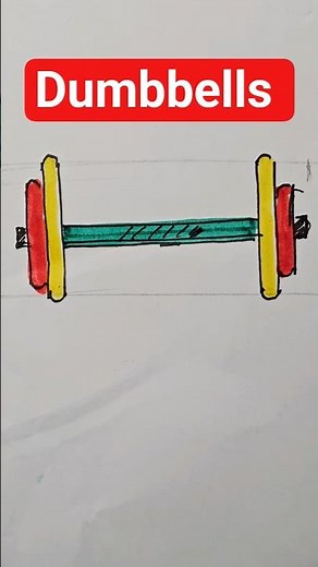 How to draw a dumbbell? (gym equipment drawing tutorial for beginners)
