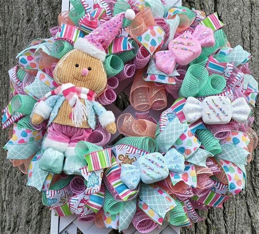 Handmade Large Full Gingerbread Man Wreath Christmas Pastel Candy Door Decor, Wall Decor 24-inch - Etsy Canada