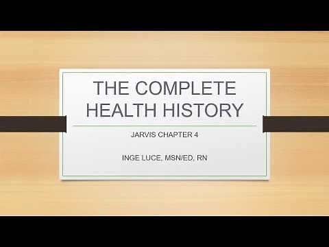 NUR 2030 Jarvis Ch 4 The Complete Health History
