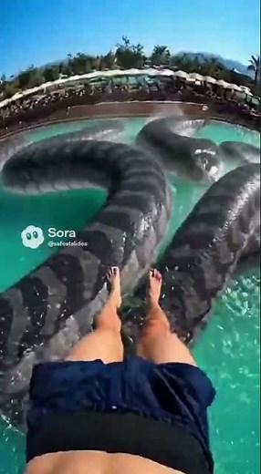 Waterslide into giant anacondas!