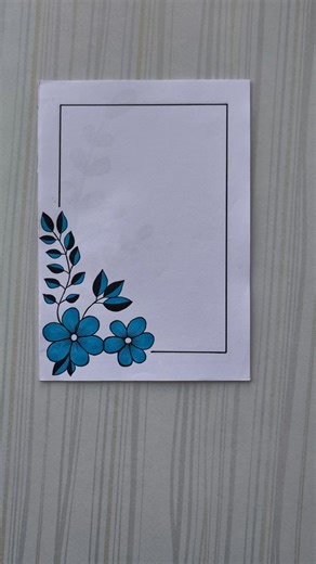 Blue Flower Corner Border design/6 easy border design/Border design/Project/Priyanka Gunwal #shorts