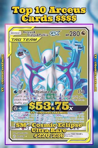 Top 10 RAREST Arceus Pokémon Cards EVER! ✨ (Most Valuable Arceus Cards) #pokemon #top10 #tcg