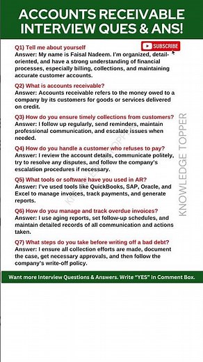 Accounts Receivables Interview Questions and Answers