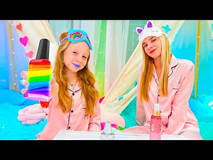 Nastya and Maggie had a sleepover
