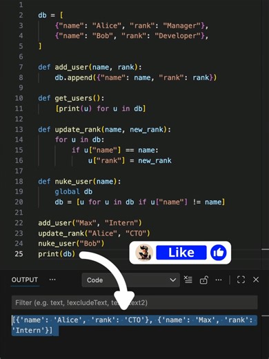 Stop Studying only Algorithms (Learn THIS Instead) #programming #python #coding A controversial take on why practical skills beat CS theory every time. This script breaks down a basic CRUD app, explaining how Create, Read, Update, and Delete operations form the backbone of almost every major software product.